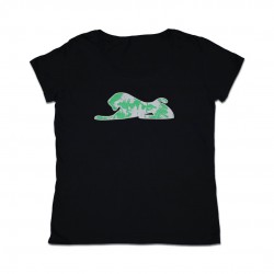 Women's Black T-Shirt with Green Lionize