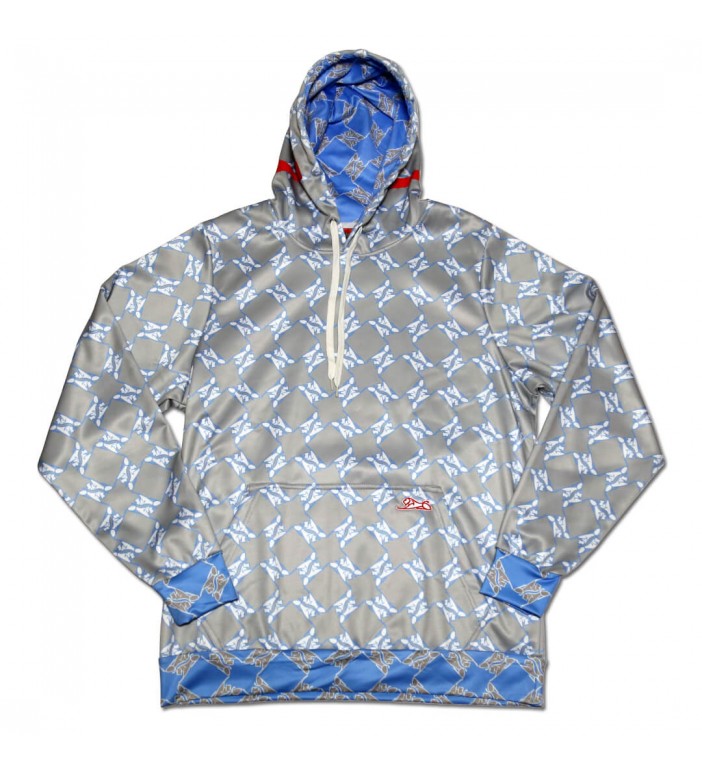 Silver & Blue Lion Pattern Hoodie