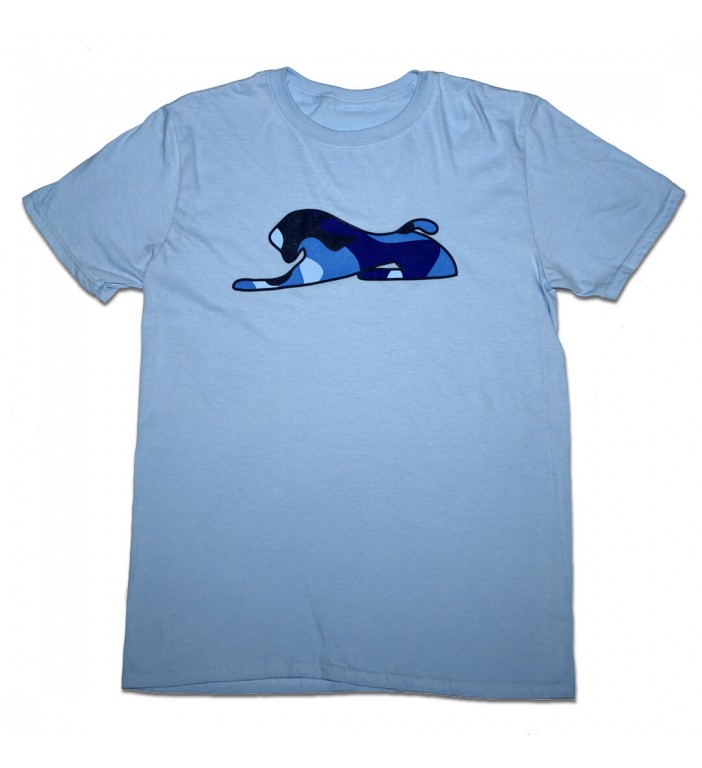 Men's Baby Blue T-Shirt with Blue Camouflage Lion