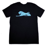 Men's Black T-Shirt with Baby Blue Spray Paint Lion 