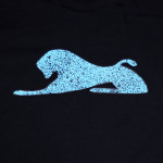 Men's Black T-Shirt with Baby Blue Spray Paint Lion 