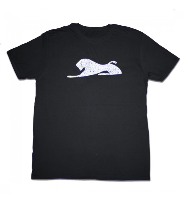 Men's Black T-Shirt with White Spray Paint Lion 