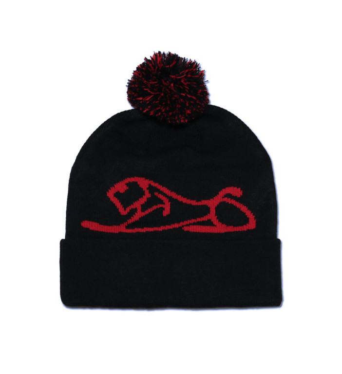 Black Winter Toque with Red Lion