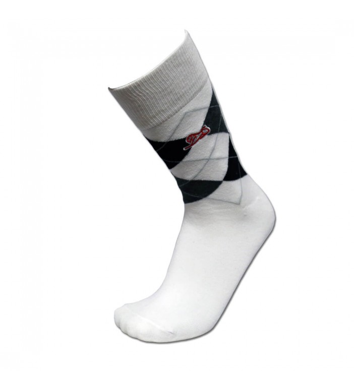 Men's White Argyle Sock