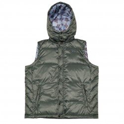 Men's Gray Puffy Vest with Hood