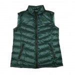 Women's Green Puffy Vest with Hood