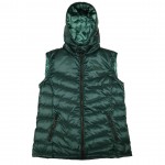 Women's Green Puffy Vest with Hood
